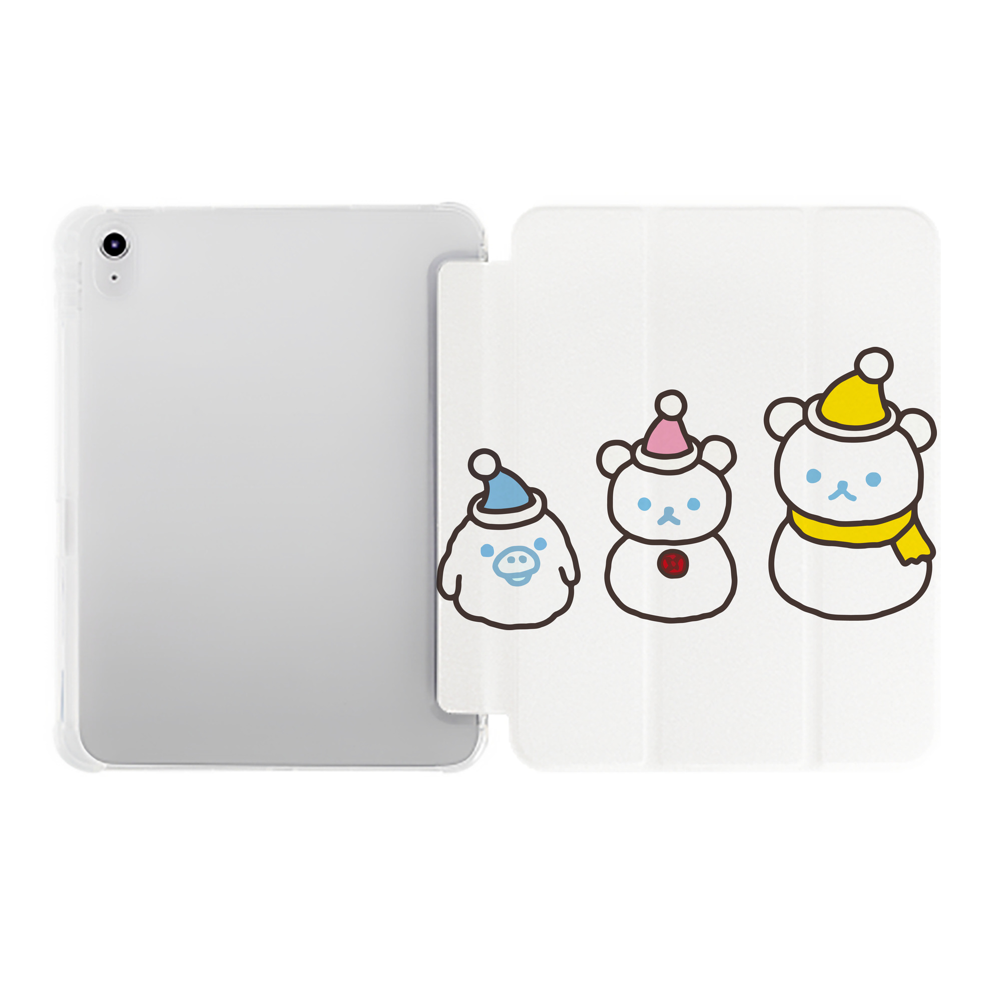 （画像用） リラックマ リラックマ キイロイトリ Rilakkuma Korilakkuma Kiiroitori IPad ケース ペン収納付き 三つ折りスタンド PUレザー×シリコン 対応機種9.5/10.5/10.9インチ